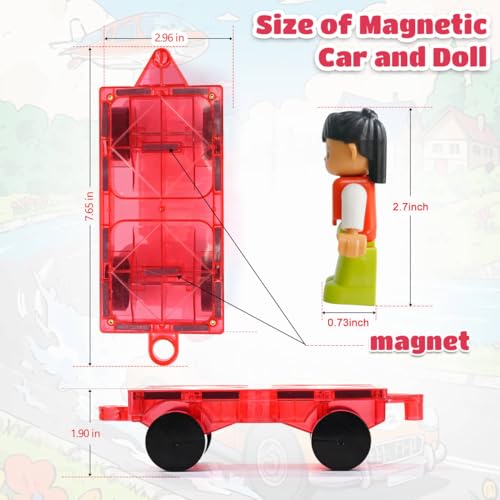 MAGBLOCK 1-Piece Car and 2-Piece Magnetic Figures People Set - size: 3pcs