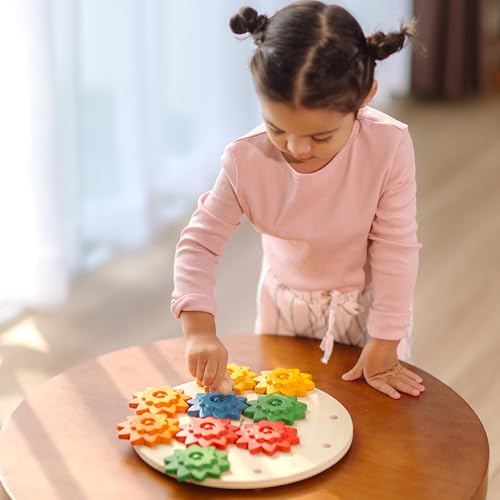 PlanToys® Wooden Spinning Gears Playset Montessori Construction Kids STEM - color: Spinning Gears Playset