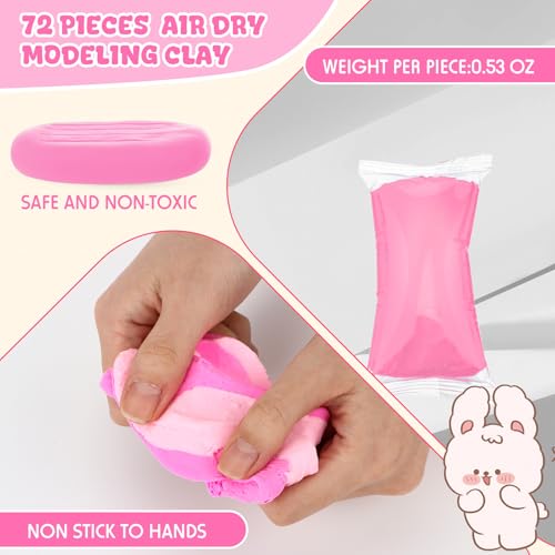 VioraWhite 72 Pcs 38oz Air Dry Clay Bulk Modeling Clay,Light Pink - color: Light Pink