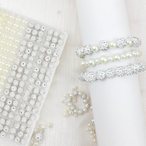 702 Pcs Bracelet Making Kit Pearl Beads for Bracelets for Adult - color: 08-White & Off-White