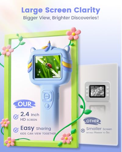 Kids Microscope Outdoor Toys - Handheld Microscopes Autofocus - color: Blue