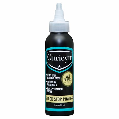 Curicyn Blood Stop Powder (3 oz) - Quick Stop Bleeding for Dogs, Cats, Pigs, Horses and Pets – Styptic Powder for Dogs Nails and Minor to Severe External Wounds