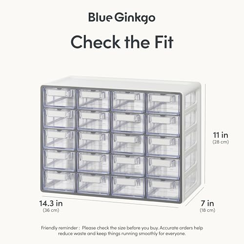 Blue Ginkgo 20-Drawer Storage Cabinet Organizer, Grey, Made in Korea - color: GREY, size: 20 Drawer