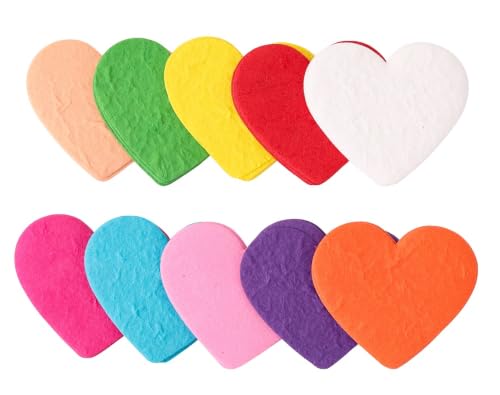 Handmade Thick Mulberry Paper Heart Embellishments 50 PCS, 2.75 x 3 Inch Colorful Hearts for Scrapbooking, Card Making, Junk Journal, Wedding, Valentine’s Day DIY Crafts - color: Heart Mixed Colors