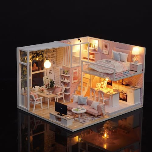 DIY Miniature Dollhouse Kit with Furniture Plus Dust Proof & Music Movement