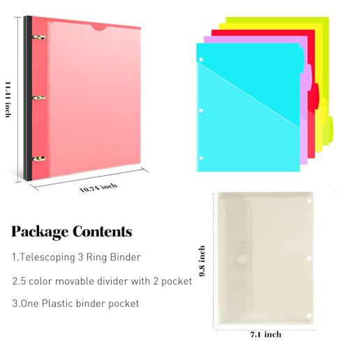 INFUN Telescoping Project Organizer Binder,13 Pocket, Customizable Front Cover, 5 Colors Pocket Divider and Plastic Binder Pocket,225 Sheet Capacity-Red - color: Red, size: 1 PCS