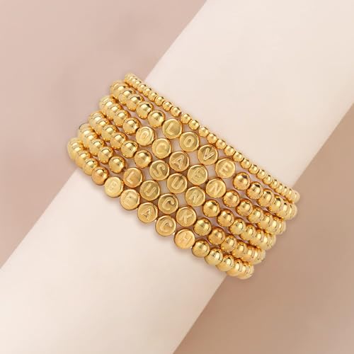 Hpebl Gold Bracelet Beads Making Kit Letter Beads for Bracelets for Adult - color: 02-Gold
