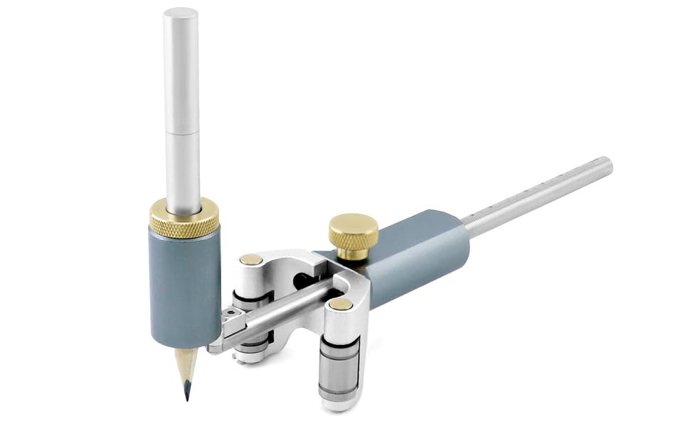 QWORK Wheel Marking Gauge, Multifunctional Woodworking Scribing Tool to Draw Arcs and Lines, Dual-purpose Scriber Parallel Line Drawing Tool, Adjustable Precision Linear Arc