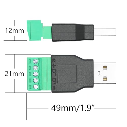 2-Pack USB 2.0 A Male to 5-Pin Screw Terminal Adapter - style: USB A Male Terminal - 2Pcs