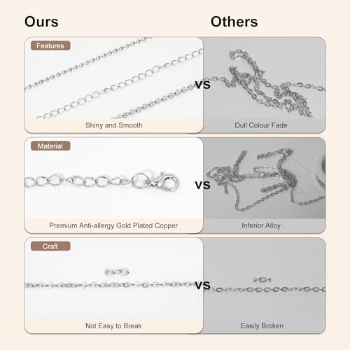PP OPOUNT Silver Necklace Chains for Jewelry Making, 78.7 Feet 10 Rolls - color: Silver, size: 10 Rolls