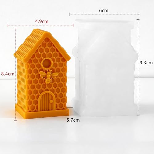 Honeycomb House Cylinder Candle & Resin Mold - Resin Casting Silicone Molds for Home Decor & Candle Making Wave Spiral Mold - color: jh-honeycomb-5516