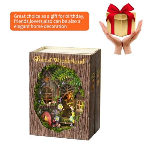 Mini 3D Wooden Doll House Craft Model with LED,DIY Miniature and Furniture Dollhouse Kit,Creative Room Idea for Valentine's Day Birthday Gift (Forest Wonderland) - color: Forest Wonderland