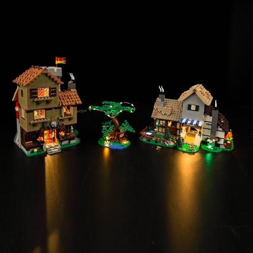 LocoLee LED Light Kit Compatible with LEGO Medieval Town Square 10332 (No Models Only Light) Creative Lighting Set Accessories Compatible with LEGO Town Square 10332 Set (Standard Version Light Kit) - style: Standard Version Light Kit