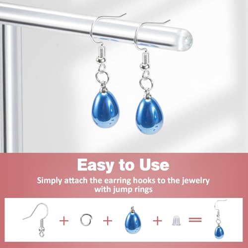 925 Sterling Silver Earring Hooks, 300 Pcs Earring Kits for Jewelry Making - color: Silver