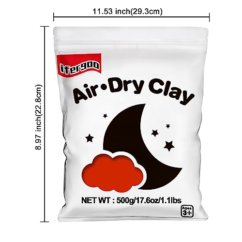 ifergoo 500g Red Air Dry Clay, 1.1LBS DIY Creative Modeling Clay for Kids - color: Red/500g