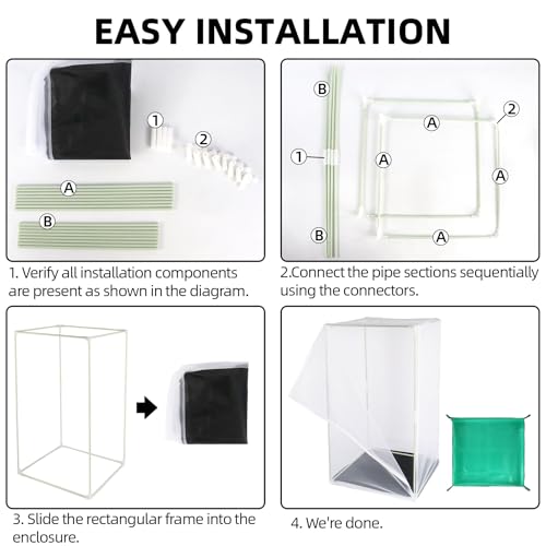 2Pcs Butterfly Habitat kit, Monarch Butterfly Mesh Cage, Butterflies Enclosure for Outdoors, Insect Growing Garden Habitat 16.6x16.6x30.4 inch, Folds Flat (White Green)