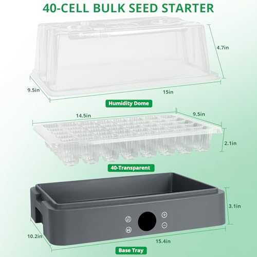 Sondiko Seed Starter Tray with Grow Light, Heated Seed Starter Kit - color: Gray