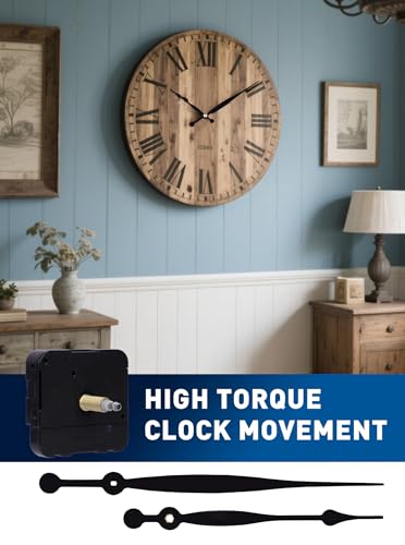 High Torque Clock Movement Kit, Long Shaft Mechanism with 8 inch Hands - size: Thread Length: 0.75 inch