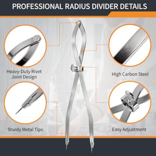 16-inch Radius Divider Tool Scribing Compass for Wood Leather Metal Marking - size: 16inch-1PCS