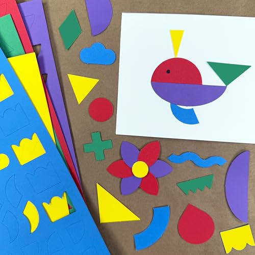 ARTshapes Punch-Out Paper Shapes, Jewel, 840 Piece, Classroom Decor - color: Red,Green,Blue,Yellow,Purple