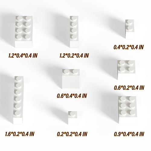 Bulk Building Bricks, Compatible with Lego and All Brands, 8 Sizes and A Variety of Colors to Mix and Match,Random Color (240, White) - color: White