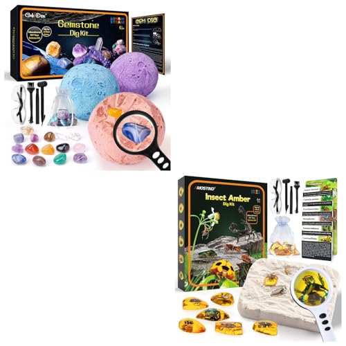 GobiDex Amber Dig Kit & Solar System Science Kit for Kids STEM Education Collection Kit,Archaeology Geology Science Projects Gift for Boys&Girls Age 6+