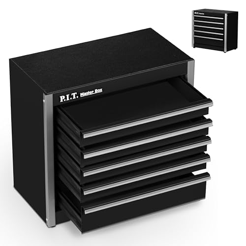 P.I.T. Mini Tool Box,Small Metal Toolbox Organizer with 5 Drawers,Black - color: Black, size: 5-Drawer