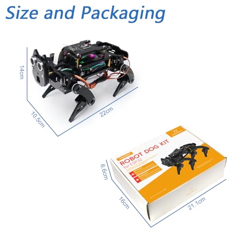 Freenove Robot Dog Kit for ESP32 CAM (Included), Dual-core 32-bit 240 MHz Microcontroller, Walking, Camera, Touch Sensor, Ultrasonic Ranging, Buzzer, RGB LED, Servo, App