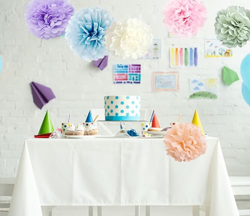 Pastel Rainbow Party Decorations in Colorful Tissue Paper Pom Poms Blush Pink Purple Peach Mint Light Blue Baby Bridal Shower Decorations (Macaron) - color: Macaron
