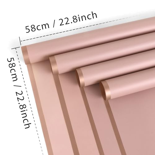 FUHITIM 20 Sheets Flower Wrapping Paper - Waterproof Floral Bouquet Wrapping Paper, Florist Supplies Packaging Paper for Wedding Birthday Gift DIY (Dark Pink) - color: Dark Pink