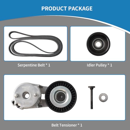 38163 Engine Belt Tensioner Serpentine Belt Drive Idler Pulley Kit - size: 90K-38163