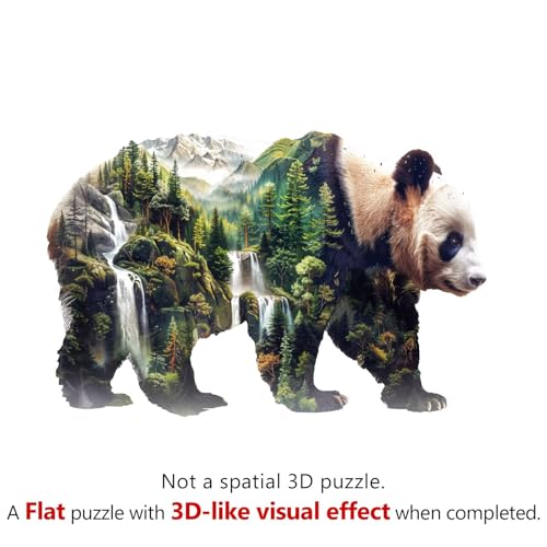 Mountain Panda Puzzles Adults Gifts for Women Men Wooden 195 Pieces 13.6 * 8.9in - color: Mountain Panda, size: Large