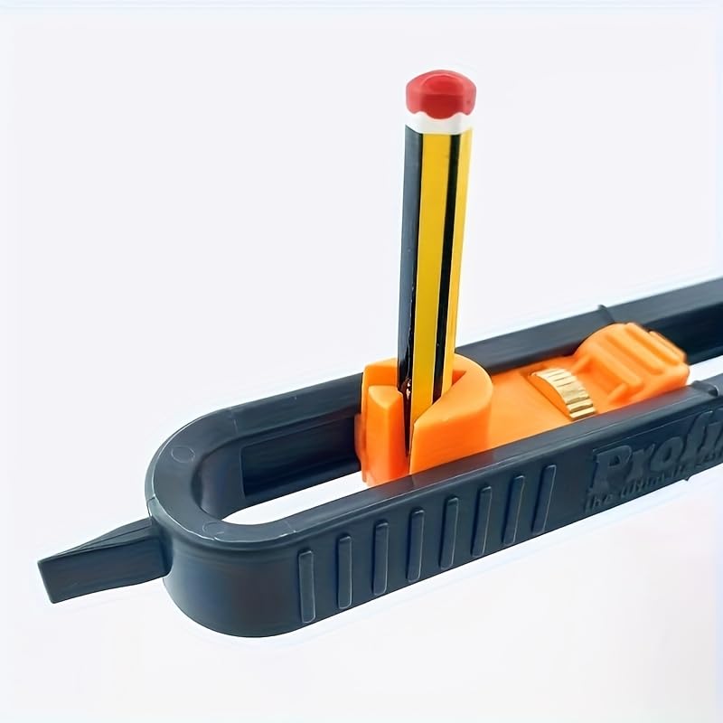 1pc Precision Woodworking Tool Set with Locking Mechanism - Adjustable Irregular Curve & Contour Marking Ruler (Orange Black) - color: Orange Black