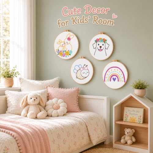 Nuberlic 12 Pcs Embroidery Kit for Kids with Step-By-Step Guidance Ages 8+