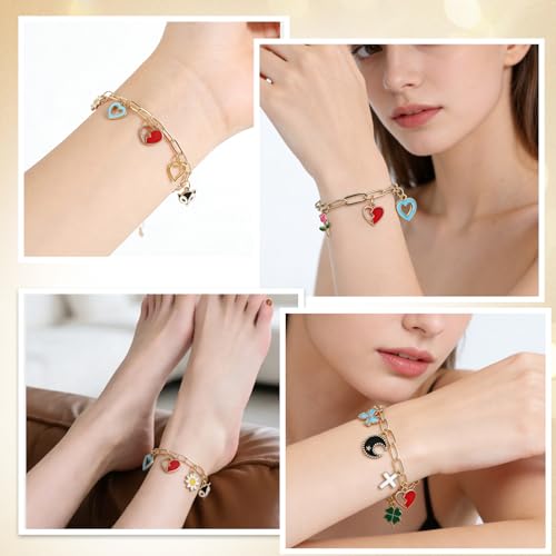 653Pcs Gold Silver Charm Bracelet Making Kit, DIY Charm Bracelet Supplies - color: 653 pcs kits