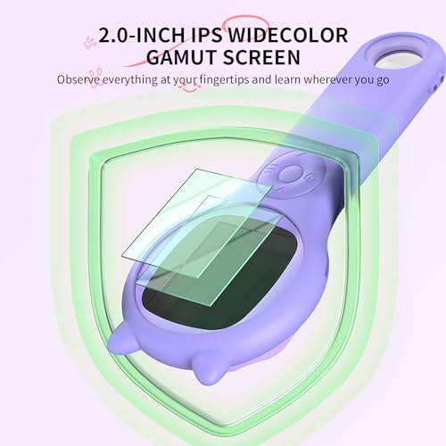 2Pcs Purple Kids Microscope-200X Fixed Focus Miniscope Portable Handheld Pocket Microscope -Science Toy for Toddlers, Christmas Birthday Gifts for Age 5 6 7 8 9 10 11 12 Girls Boys - color: Purple, size: 2 Pcs