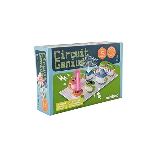Miniland Set of 32 Electrical Experiments, Kids Games, STEM Game for Learning About Electricity in a Fun and Safe Way, Boys and Girls Ages 6 and Up, Building Toys | Circuit Genius - style: Circuit Genious