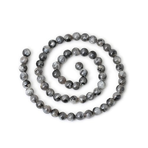 60PCS 6mm Natural Black Labradorite Gemstone Round Loose Beads Crystal Energy Stone for DIY Jewelry Making 1 Strand 15" - color: Black Labradorite, size: 6mm
