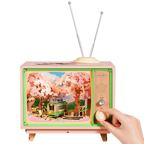 Rolife 3D Puzzle for Adults-Sakura Dreamy Tour, 3D Wooden Puzzles TV Music Box for Mom, DIY Creative Craft Kits Model Kits for Adults, Unique Gift and Home Decor (Sakura Dreamy Tour)