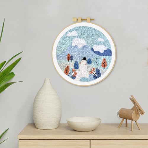 ERKOON Punch Needle Kit Adults Beginners, DIY Easy Landscapes Embroidery Set for Starter Art Craft, Needling Punch Project with Patterns, Tools, Yarns, Hoop, Instruction (Winter) - color: Winter
