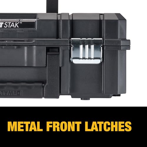 DEWALT Tool Box TSTAK II, 13 In. Flat Top Tool Storage Case, Stackable Organizer Hard Case Portable Toolbox, Heavy Duty, Holds Up To 66 lbs (DWST17807) (Pack of 4) - size: 1 Count (Pack of 4)