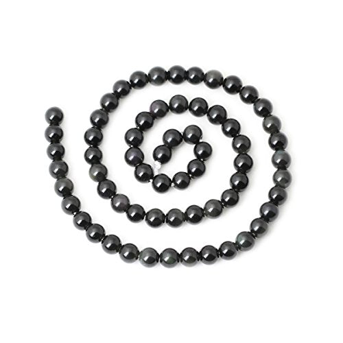 60PCS 6mm Natural Black Obsidian Gemstone Round Loose Beads Crystal Energy Stone Healing Power for DIY Jewelry Making 1 Strand 15" - color: Black Obsidian, size: 6mm