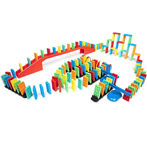Bulk Dominoes Kinetic Domino Kit | Dominoes Set, STEM STEAM Small Toys, Family Games for Kids, Kids Toys and Games, Building, Toppling, Chain Reaction Sets (143pc) - style: Brainiac 143pc