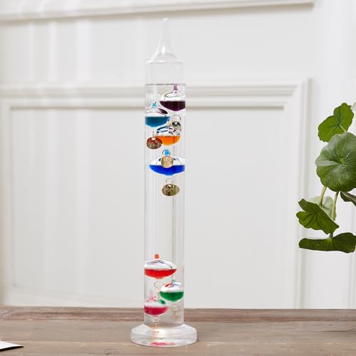 14.5inch Glass Galileo Thermometer with 7 Multi Colored Balls