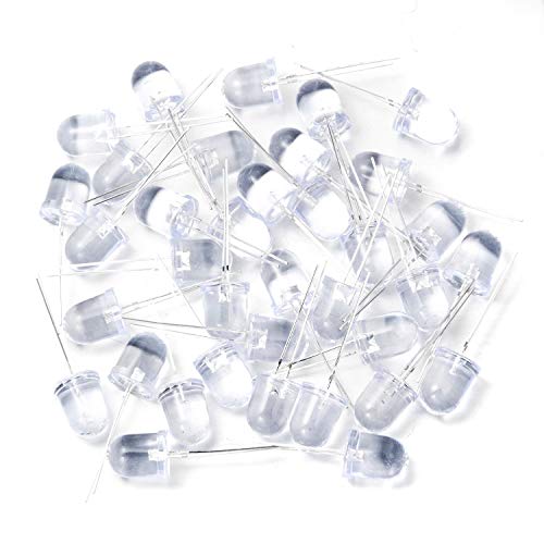 Chanzon 50 pcs 10mm White LED Diode Lights (DC 3V 20mA)