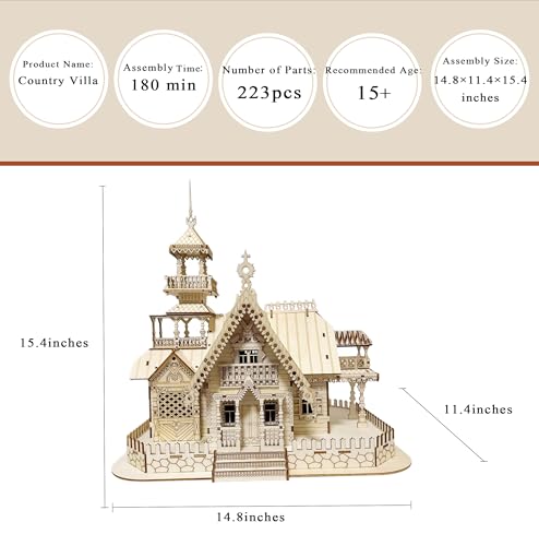 Log Cabin Mini House 3D Wooden Puzzle Model (Villa) - color: Villa