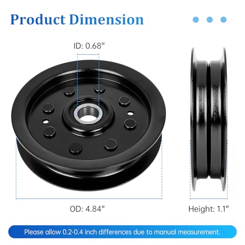 UP2WIN 1-603843 Idler Pulley 132-4718 Compatible with Toro ZX5400 Z5200 Titan ZX4800 TimeCutter, 116-3626 Flat Idler Pulley Compatible with Ex Mark Lazer Z HP Mowers, Replace 132-7543 34-302, 2 Pack - size: 1-603843_2pc