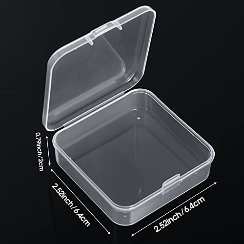 SATINIOR 48 Packs Clear Small Plastic Containers Transparent Storage Box with Hinged Lid for Small Items Crafts Jewelry (2.52 x 2.52 x 0.79 Inches) - size: 2.52 x 2.52 x 0.79 in