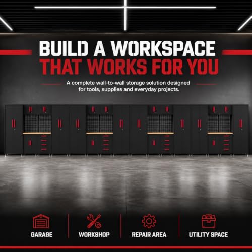 32Pcs Garage Cabinets and Storage System,red Handle - size: Red-32Pcs