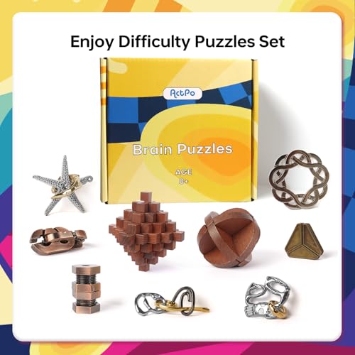 Retro Wooden and Metal Puzzles Bulk Gift for Kids, Teens, and Adults - style: Style D